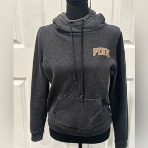 PINK  Vintage Victoria's Secret Women's Gray Hoodie with Gold Accent